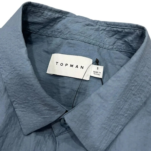 Topman Blue Limited Short Sleeve Boxy Textured Shirt S - Picture 4 of 5